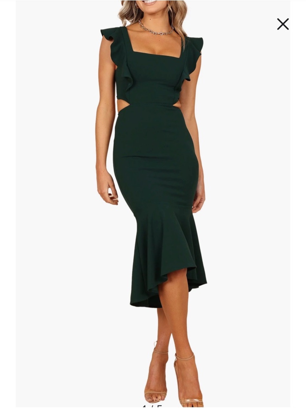 Petal & Pup Forest Green High-Low Ruffle Mermaid Dress